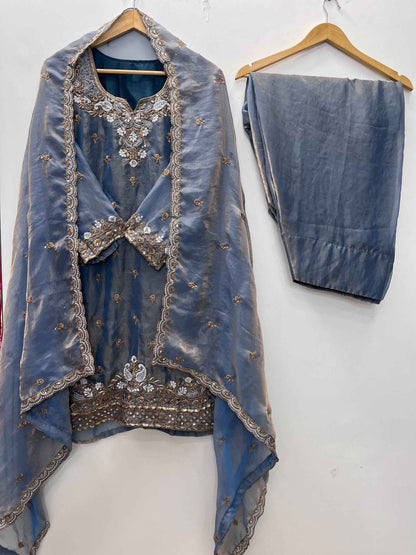 Fendy Fabric Embroidered Plazzo Set