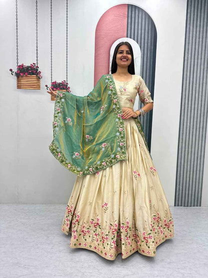 Chinon Embroidered Lehenga Choli Set