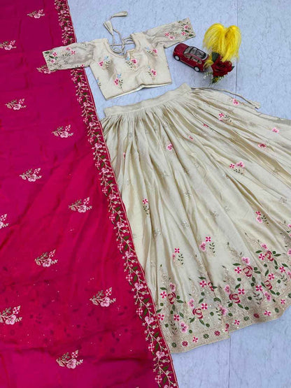 Chinon Embroidered Lehenga Choli Set