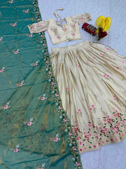 Chinon Embroidered Lehenga Choli Set