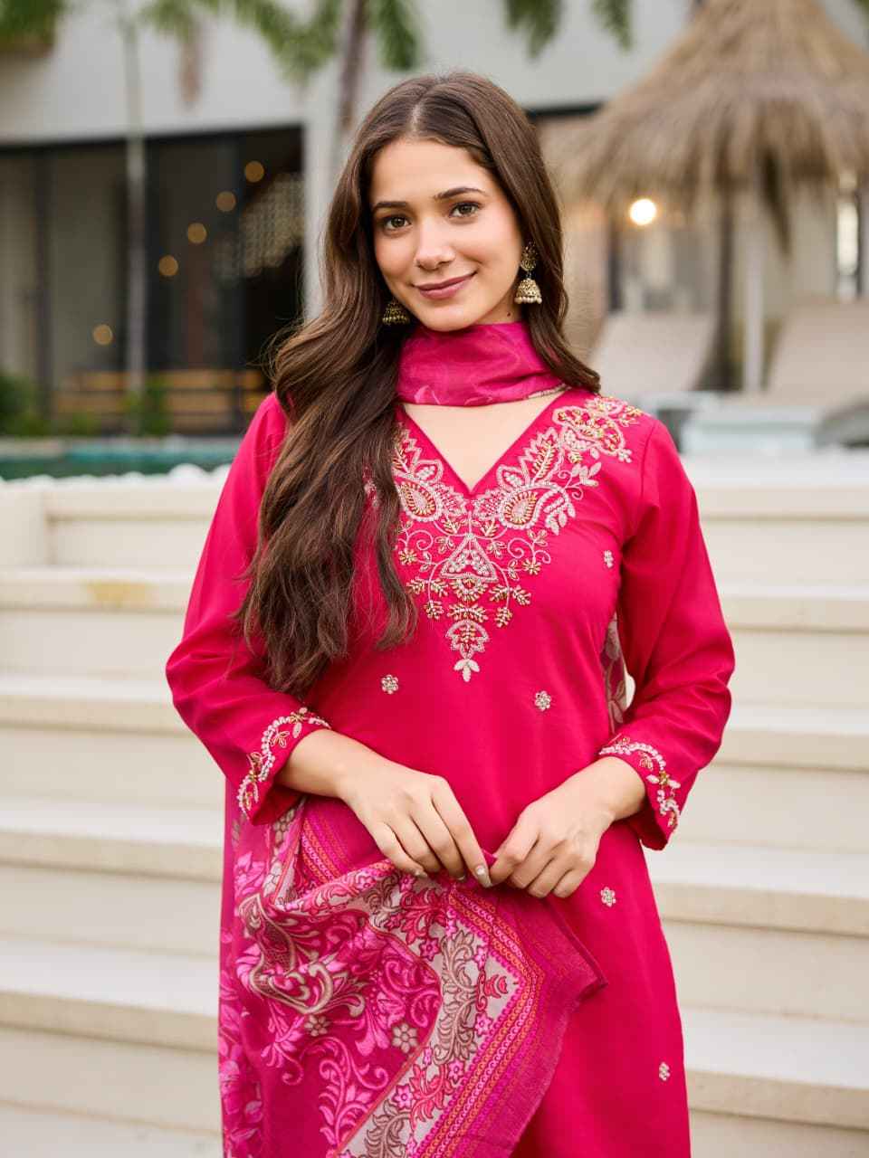 Roman Silk Embroidery Kurta Set