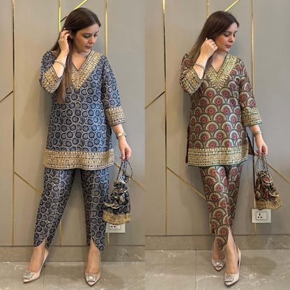 Full length lifestyle presentation showcasing the complete maroon traditional dress ensemble on a model to display realistic size proportions and flow.