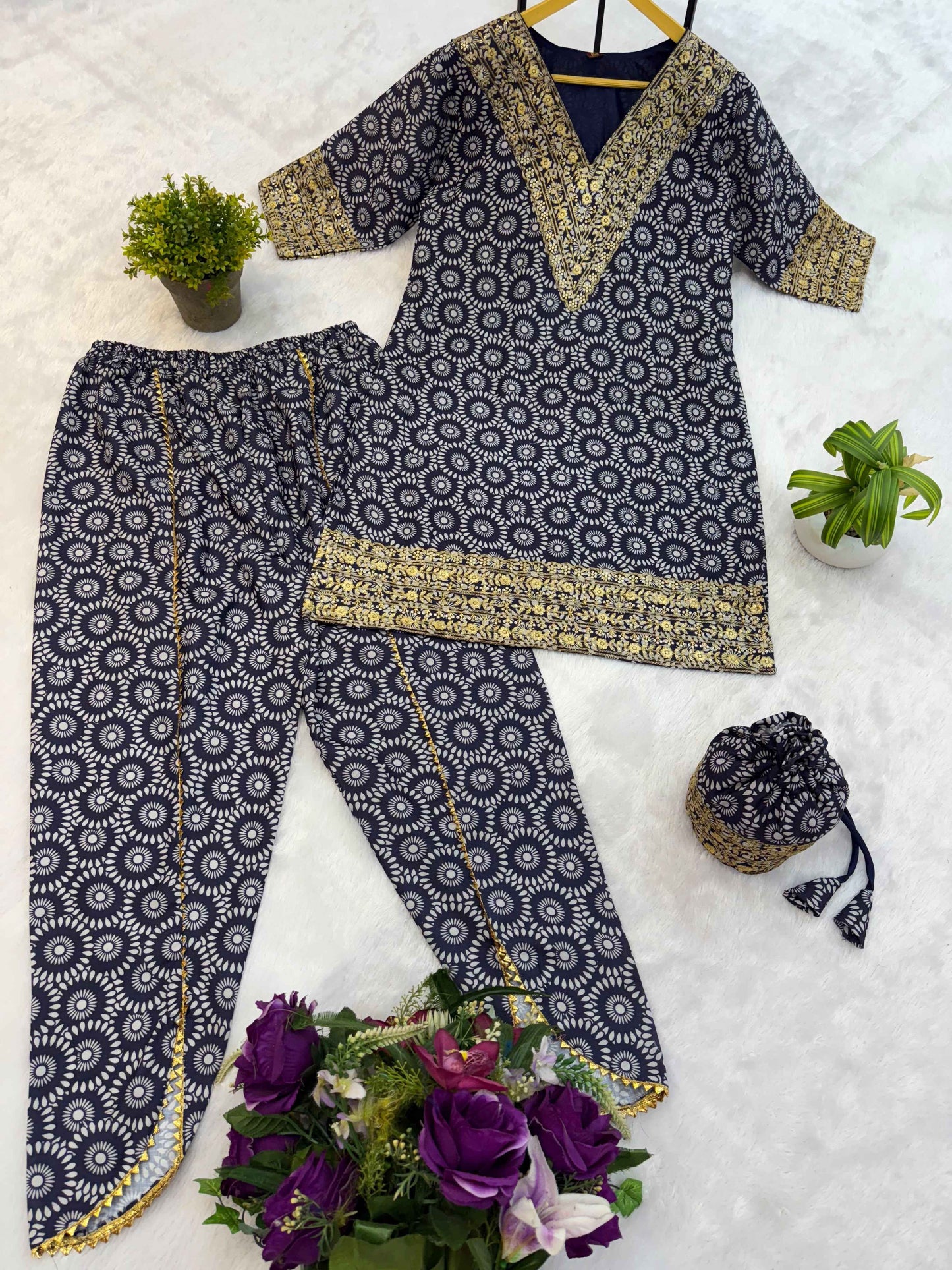 Printed Mul Cotton Co-ord Set for Festivals
