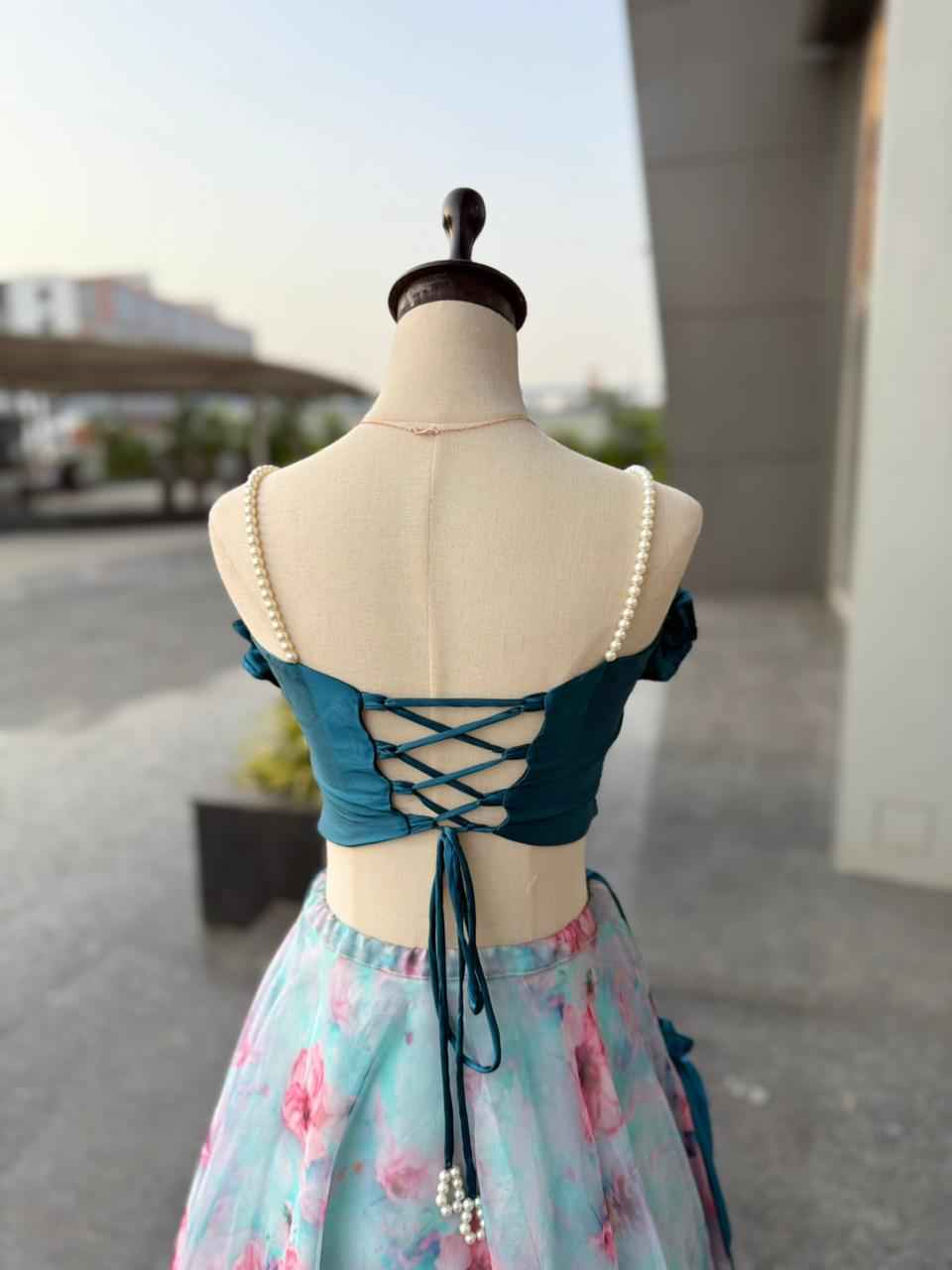 Organza Silk Digital Print Lehenga