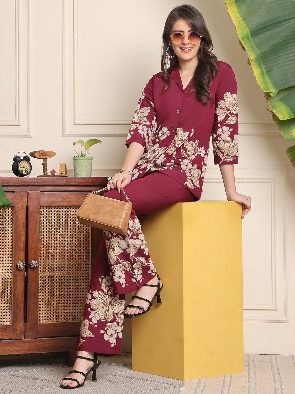 Printed Cotton Collar Co Ord Set