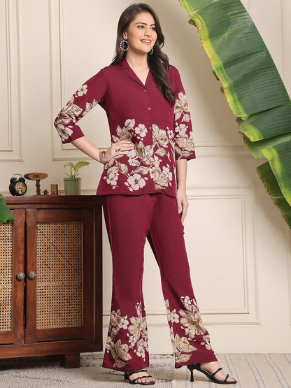 Printed Cotton Collar Co Ord Set