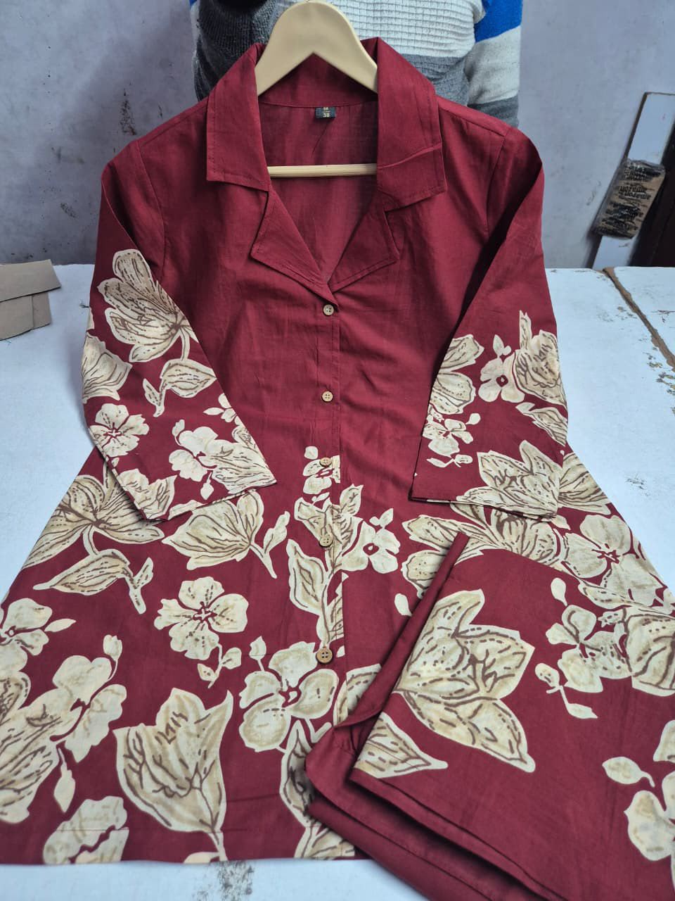 Printed Cotton Collar Co Ord Set