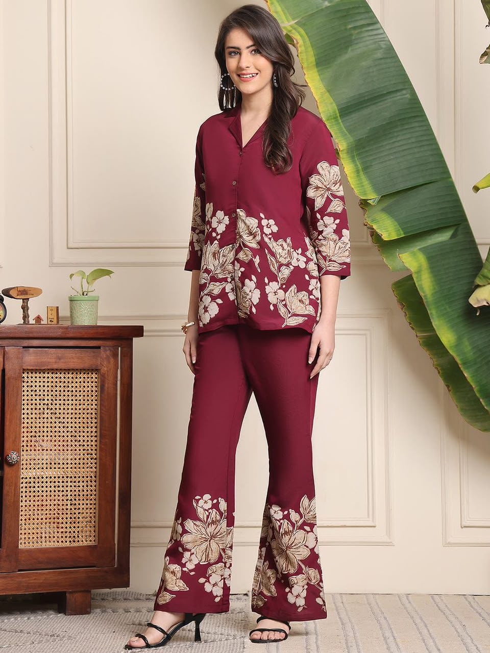 Printed Cotton Collar Co Ord Set