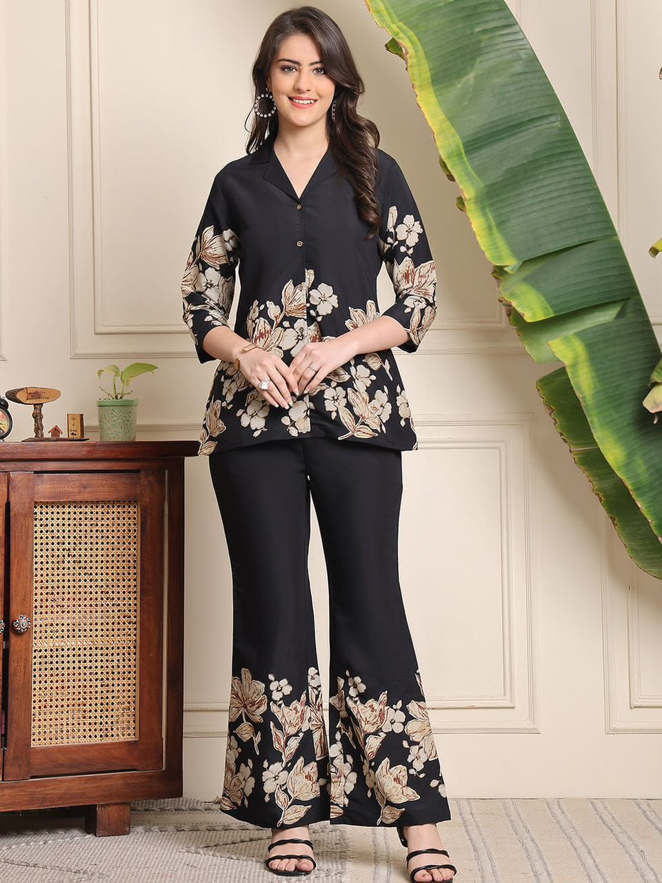 Printed Cotton Collar Co Ord Set