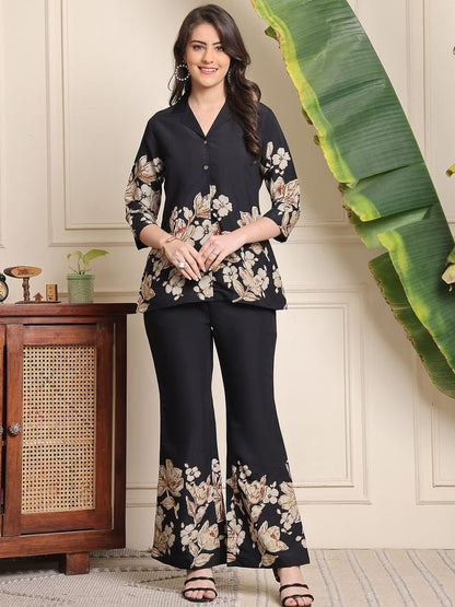 Printed Cotton Collar Co Ord Set