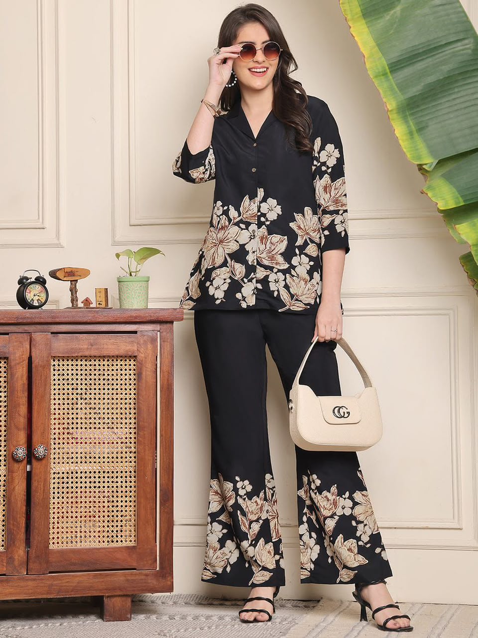 Printed Cotton Collar Co Ord Set