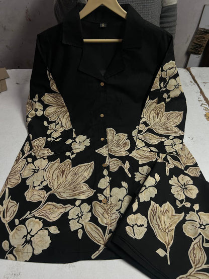 Printed Cotton Collar Co Ord Set