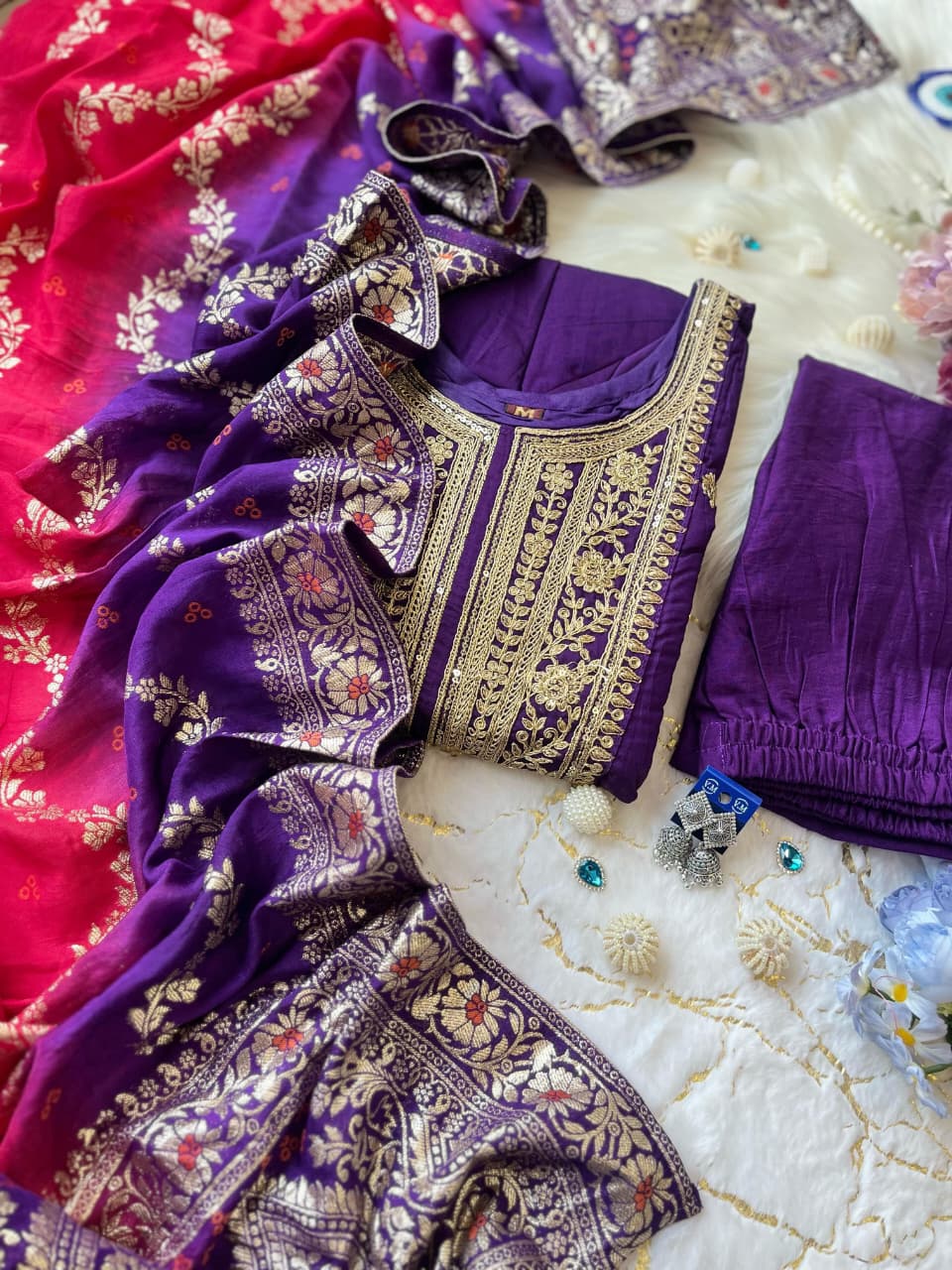 Anarkali Flared Silk Kurti Set