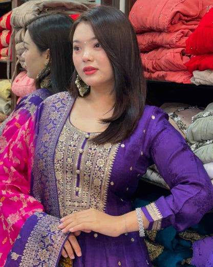 Anarkali Flared Silk Kurti Set
