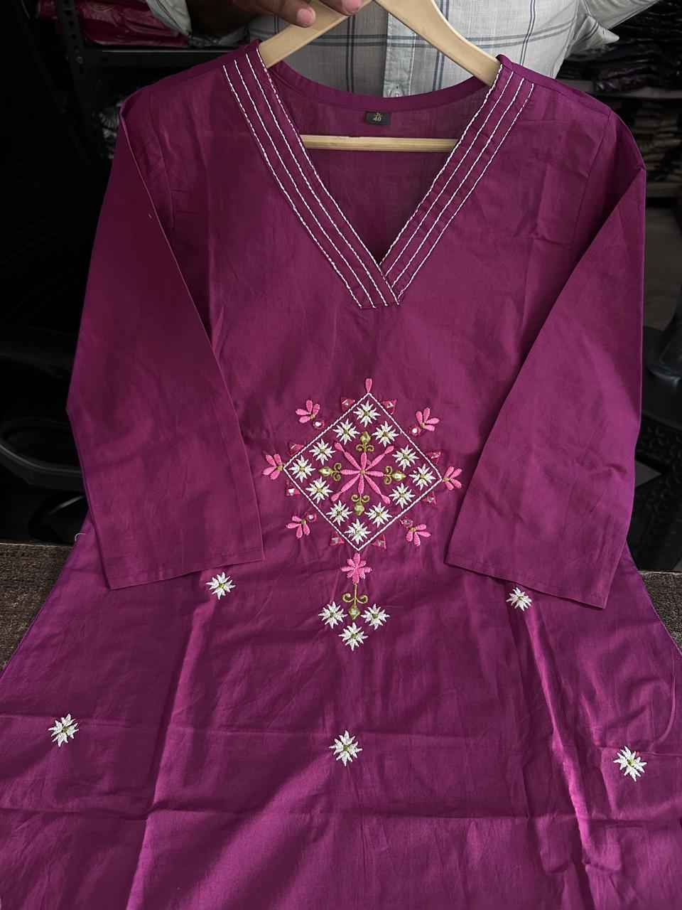 Heavy Cotton Embroidery Work Kurti Set