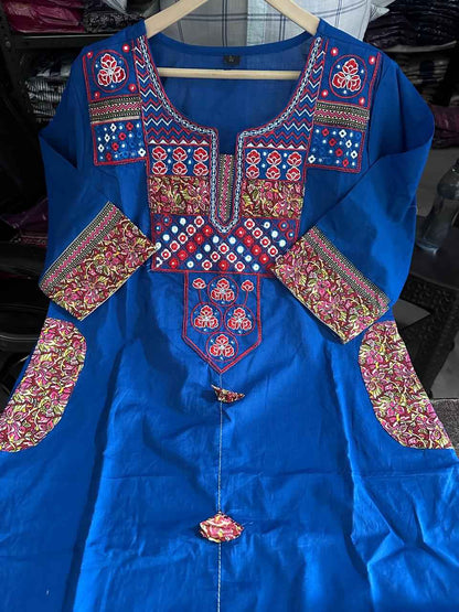 Pure Cotton Pocket Embroidery Suit Set