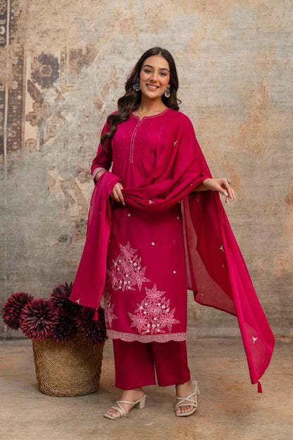 Heavy Cotton Embroidery Work Kurti Set