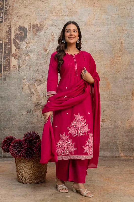 Heavy Cotton Embroidery Work Kurti Set