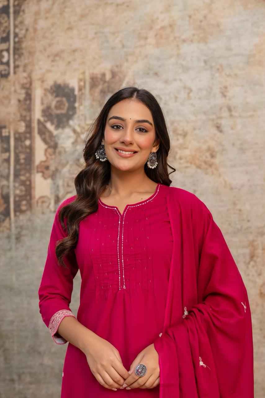 Heavy Cotton Embroidery Work Kurti Set