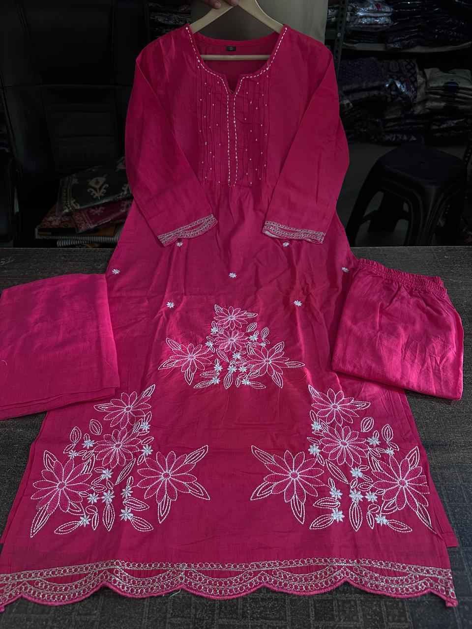 Heavy Cotton Embroidery Work Kurti Set