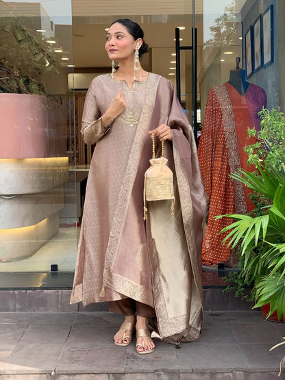 Pure Kanjivaram Glass Tissue Suit Set
