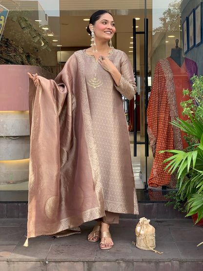 Pure Kanjivaram Glass Tissue Suit Set