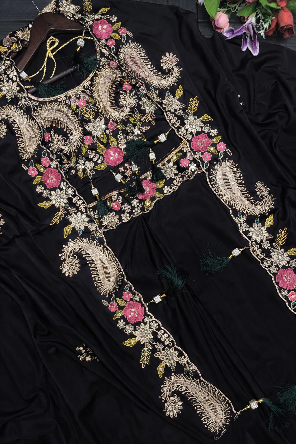 Natural Crepe Shrug with Sharara Set