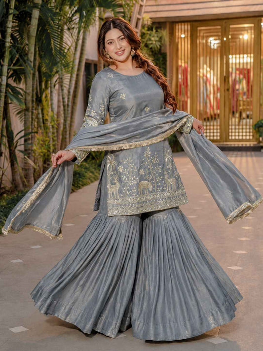 Pure Frendy Silk Sharara Suit Set