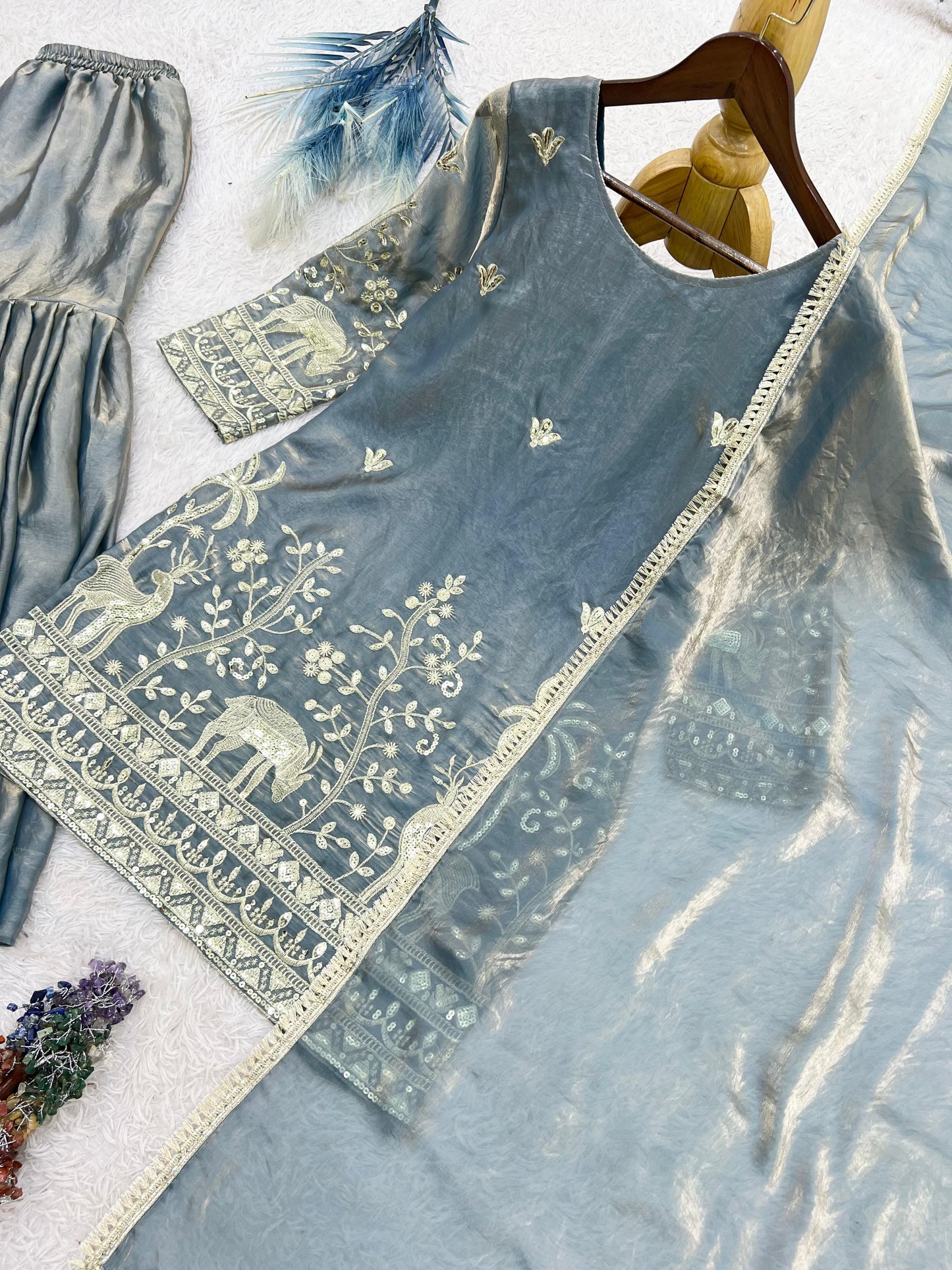 Pure Frendy Silk Sharara Suit Set