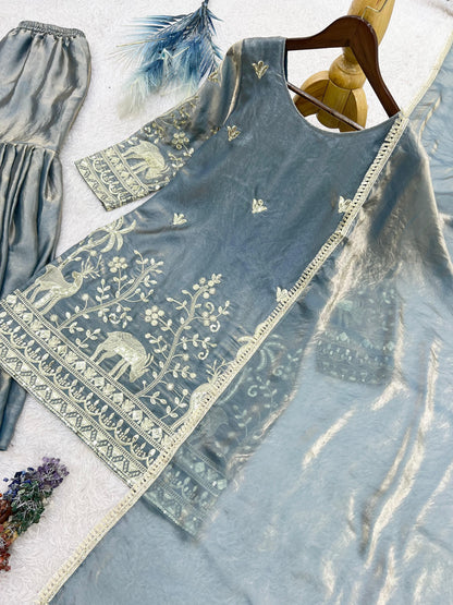 Pure Frendy Silk Sharara Suit Set