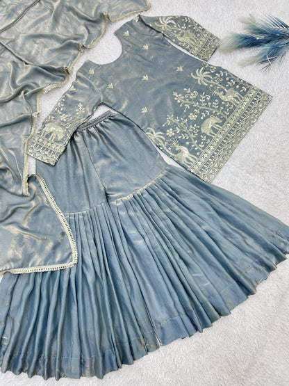 Pure Frendy Silk Sharara Suit Set