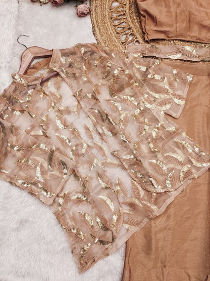 Detailed view of peach fully stitched chinnon silk blouse highlighting size forty-two to forty-four margin construction - WishTown Fashion Club