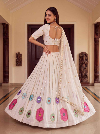 Rayon Embroidery Hand Mirror Lehenga Choli