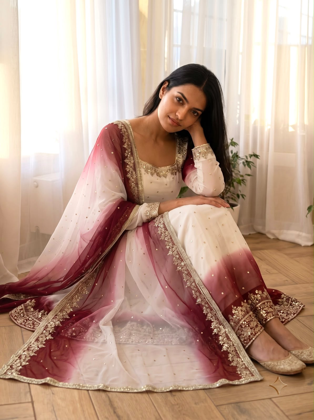 Dual Tone Georgette Gown Set