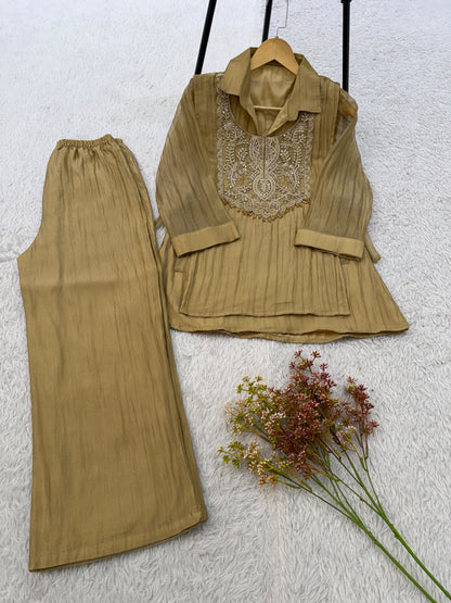 Full length shot of thirty-nine inch golden olive mosko free size pant with comfortable waistband - WishTown Fashion Club