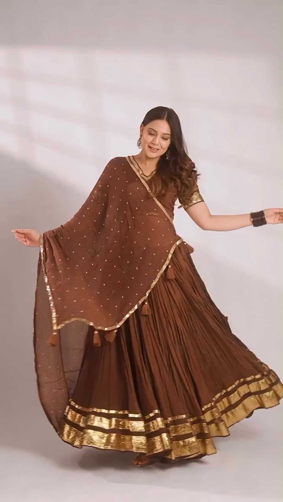 Side profile presentation of fifteen inch chocolate brown mul chanderi blouse showing comfortable micro lining - WishTown Fashion Club