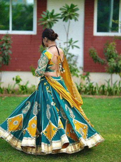 Muslin Silk Digital Print Mirror Lehenga