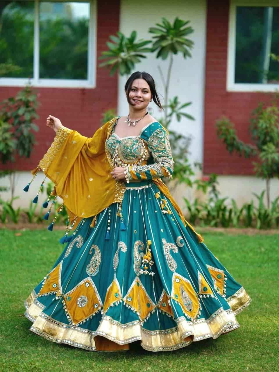 Muslin Silk Digital Print Mirror Lehenga