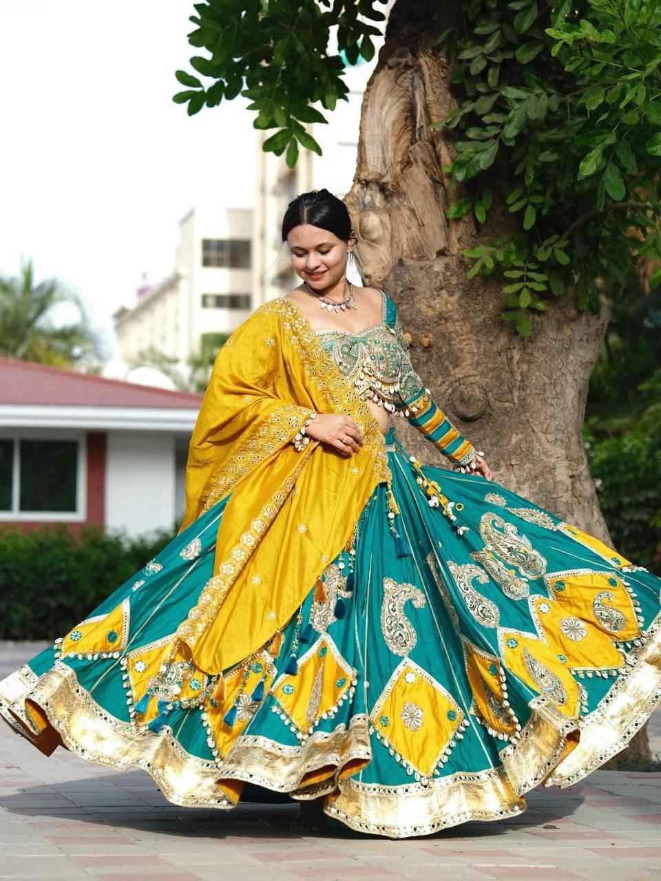 Muslin Silk Digital Print Mirror Lehenga