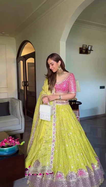 Gaji Silk Sequins Lehenga Choli