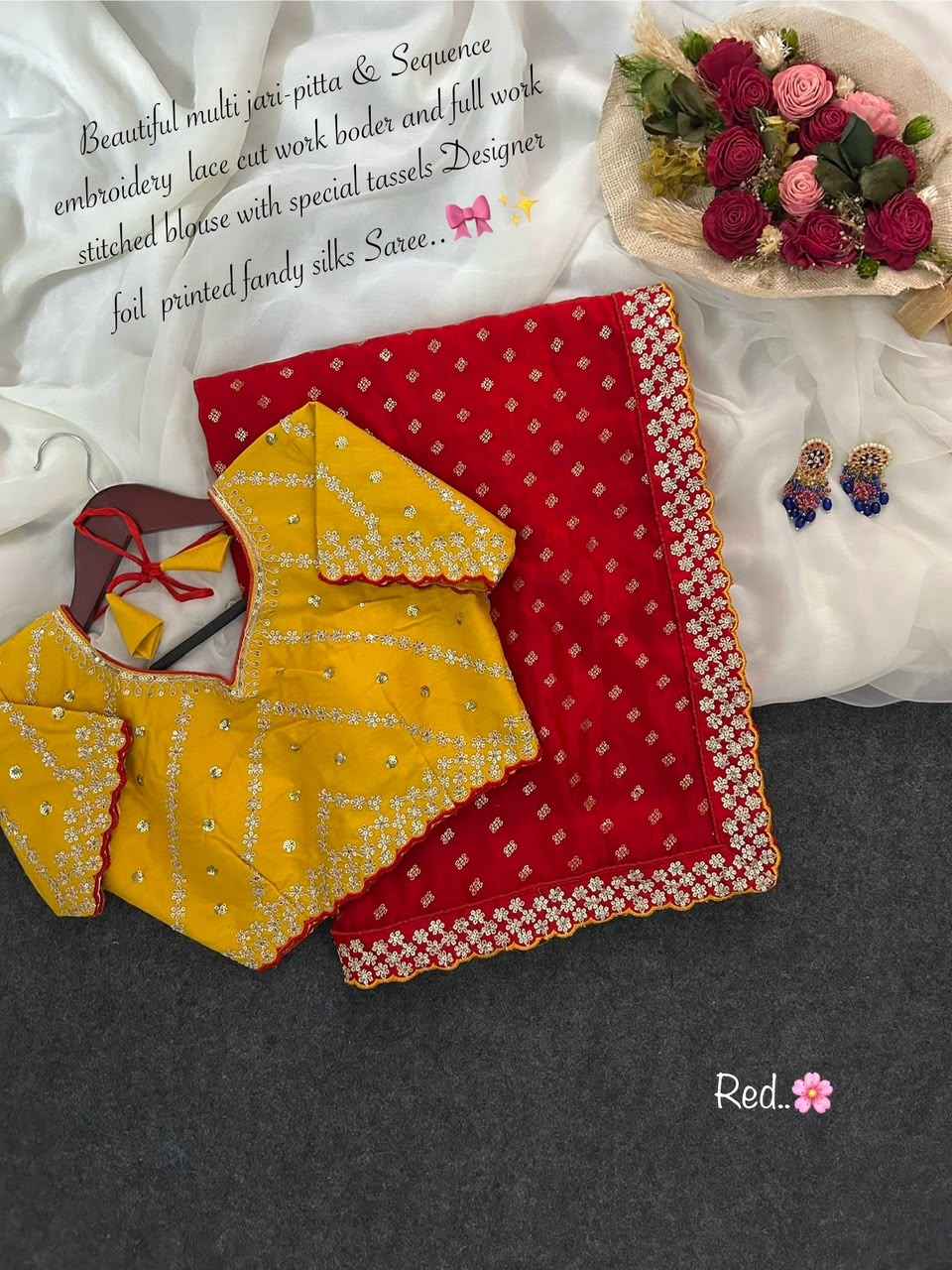Fandy Silk Foil Print Sequence Saree