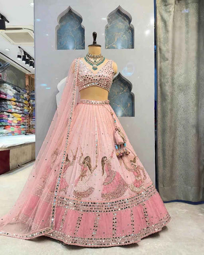 Star Georgette Digital Print Mirror Lehenga