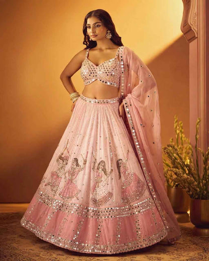 Star Georgette Digital Print Mirror Lehenga