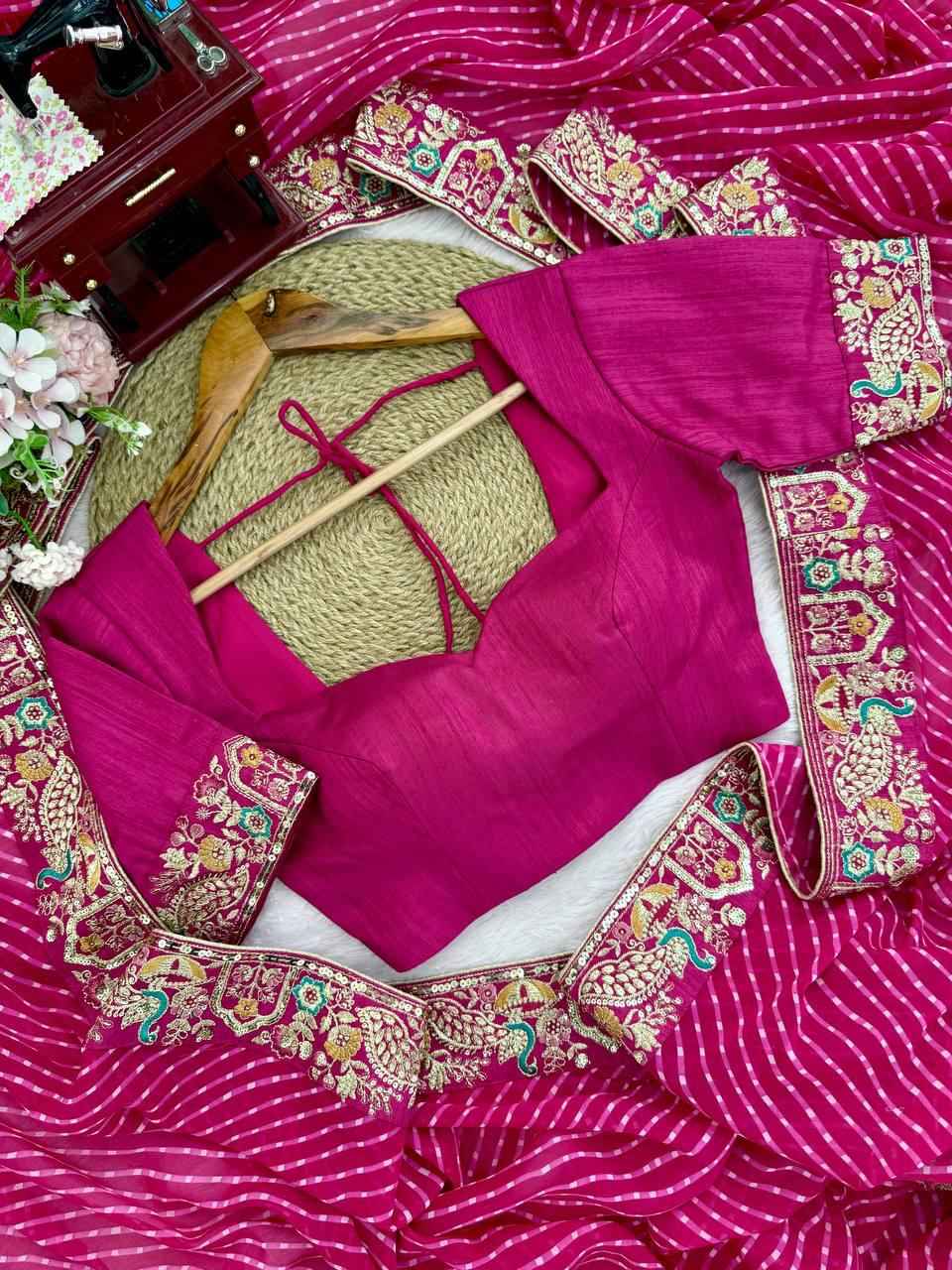 Faux Georgette Bandhani Sequins Saree