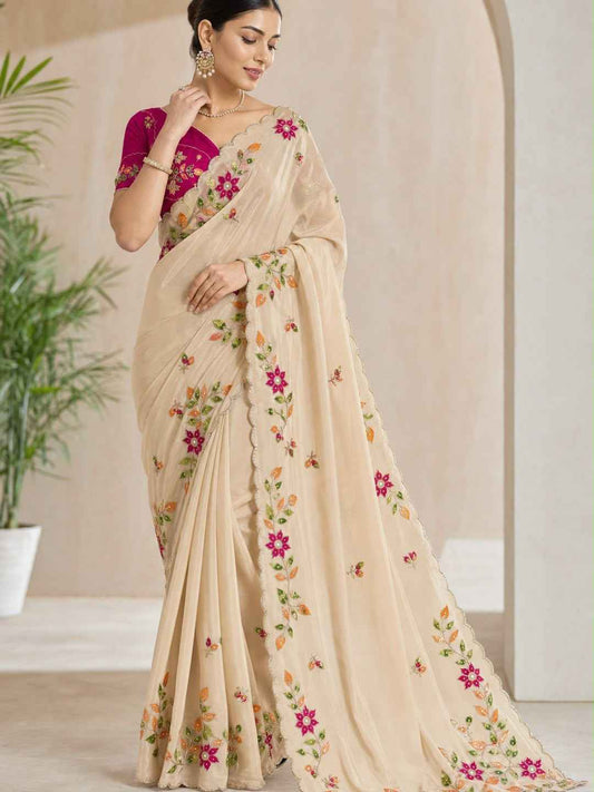 Shining Georgette Diamond Work Saree