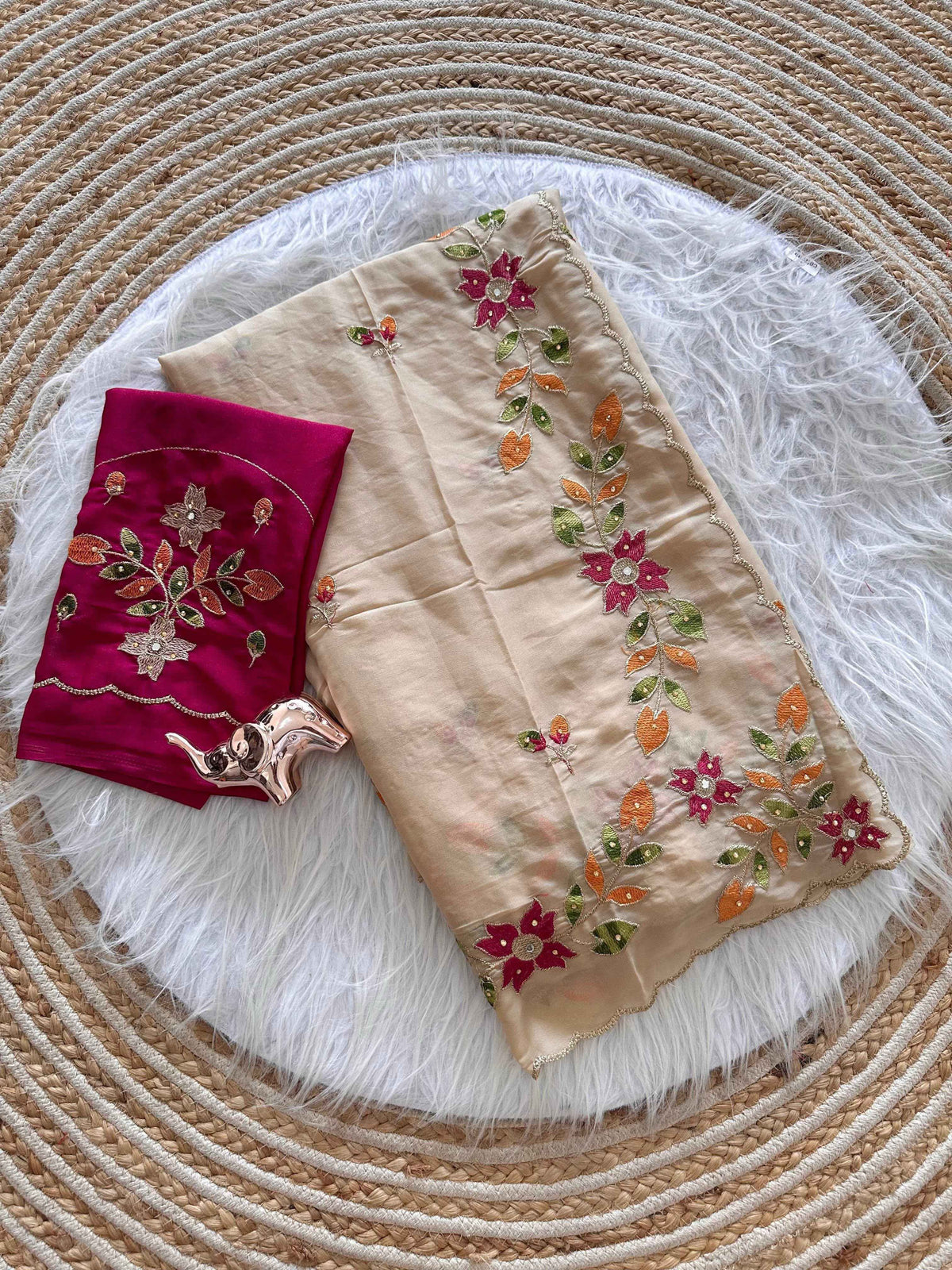 Shining Georgette Diamond Work Saree
