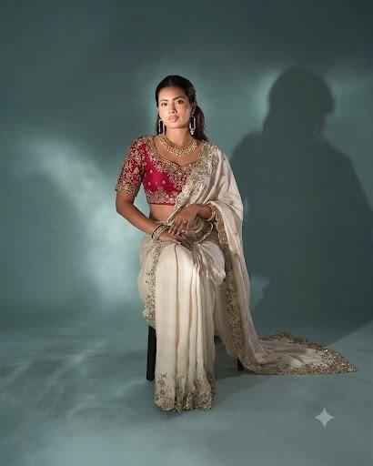 Heavy Rangoli Sequence Cutwork Saree