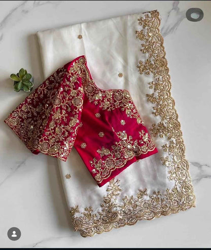 Heavy Rangoli Sequence Cutwork Saree
