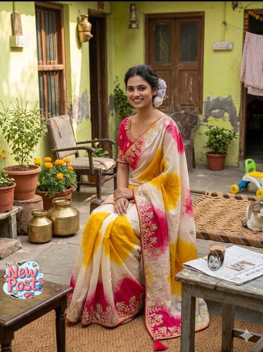 Soft Chinon Silk Shibori Saree