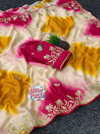 Soft Chinon Silk Shibori Saree
